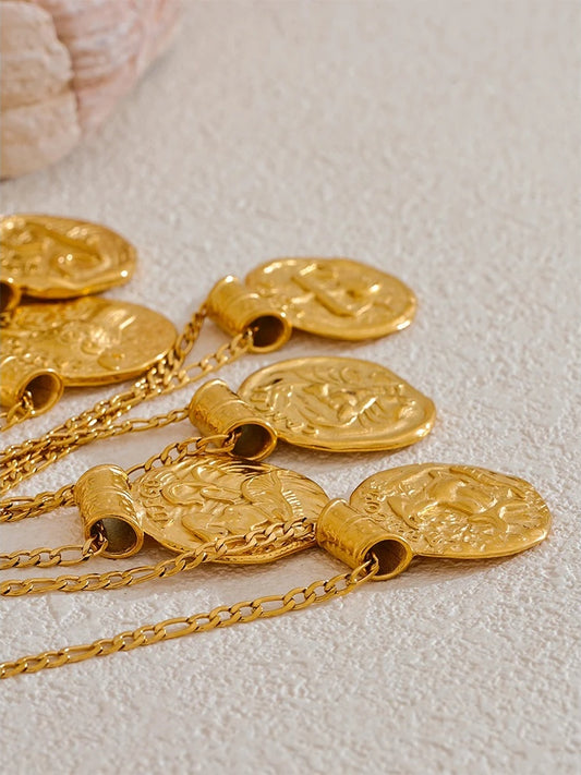 Waterproof 12 constellation hammered vintage pendant necklace - product image