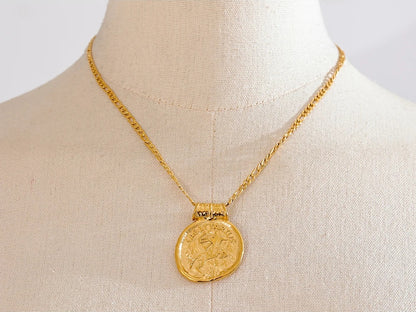 Waterproof 12 constellation hammered vintage pendant necklace - product image