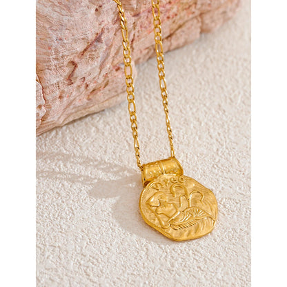 Waterproof 12 constellation hammered vintage pendant necklace - product image