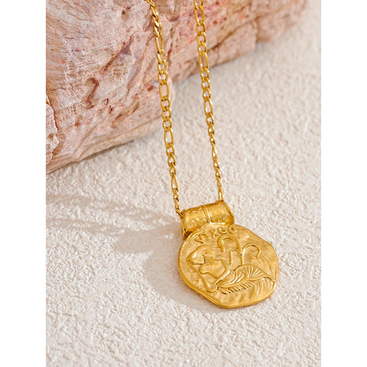 Waterproof 12 constellation hammered vintage pendant necklace - product image
