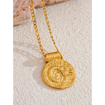 Waterproof 12 constellation hammered vintage pendant necklace - product image