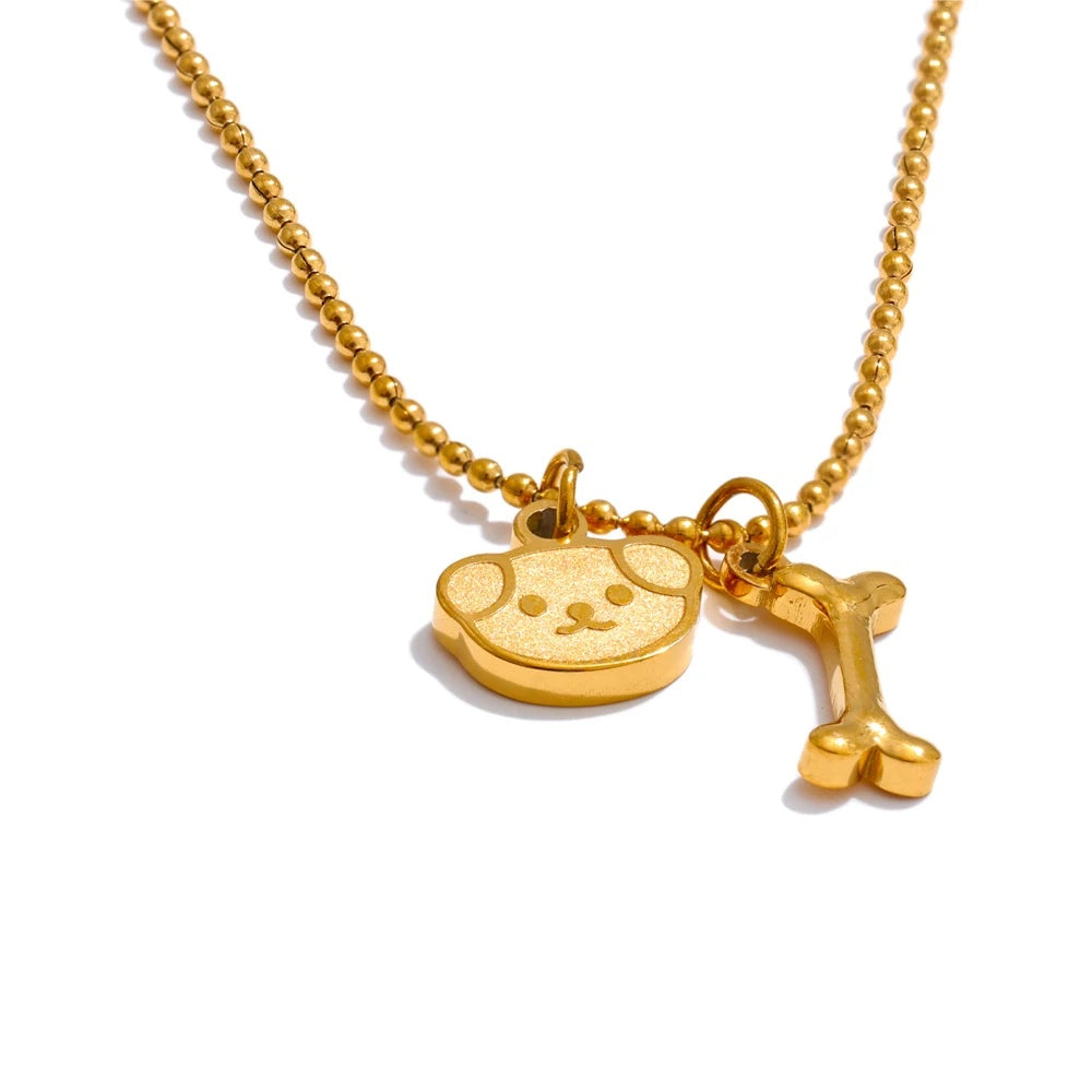 Waterproof dog bone charm pendant necklace - product image