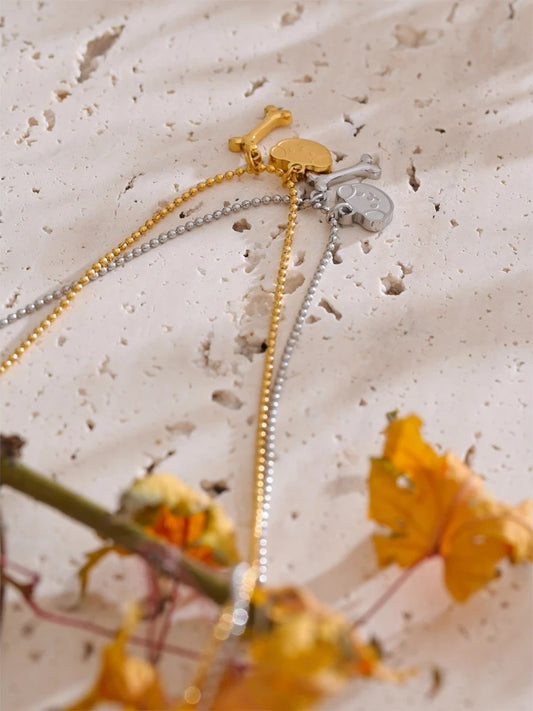 Waterproof dog bone charm pendant necklace - product image