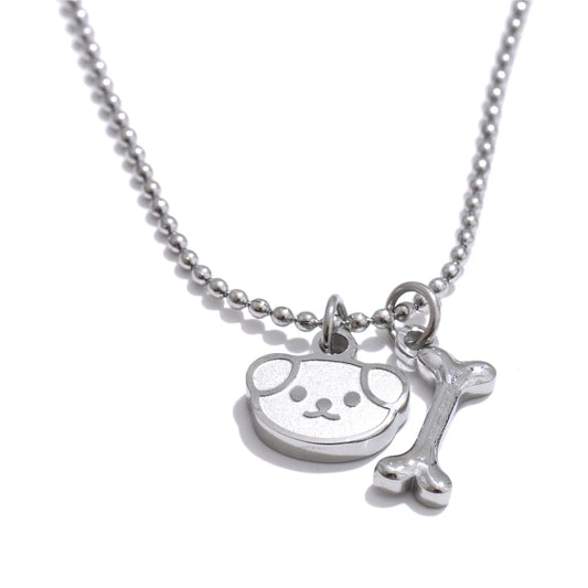 Waterproof dog bone charm pendant necklace - product image