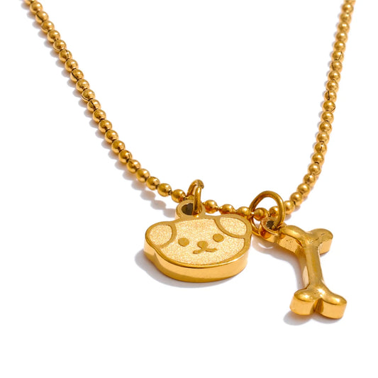 Waterproof dog bone charm pendant necklace - product image