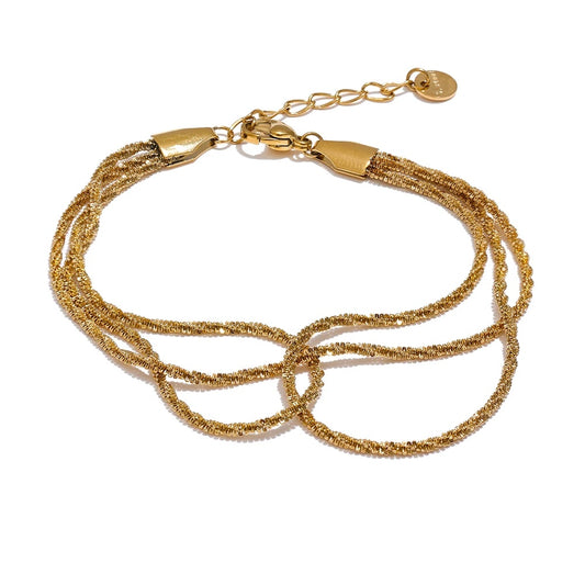 Waterproof layered chain stacking bracelet - product image