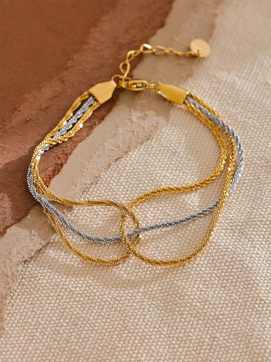 Waterproof layered chain stacking bracelet - product image