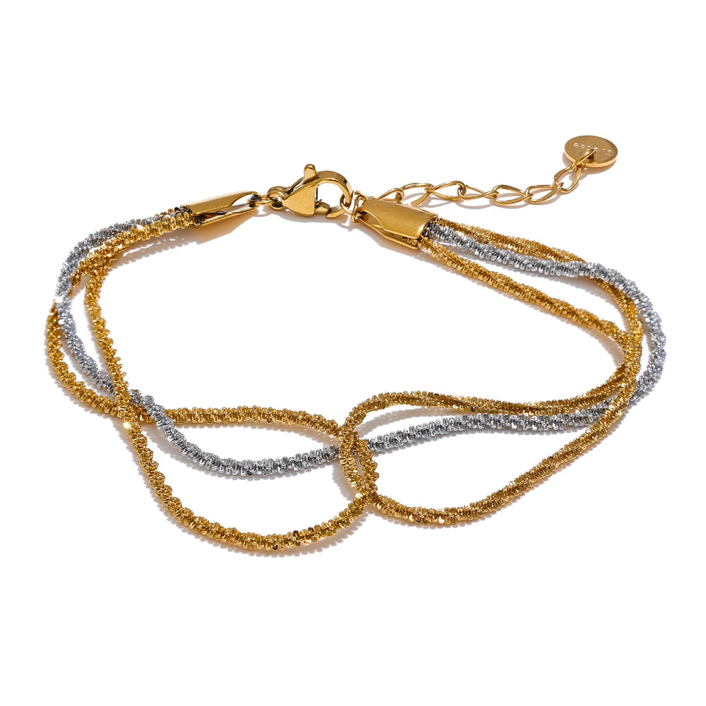 Waterproof layered chain stacking bracelet - product image