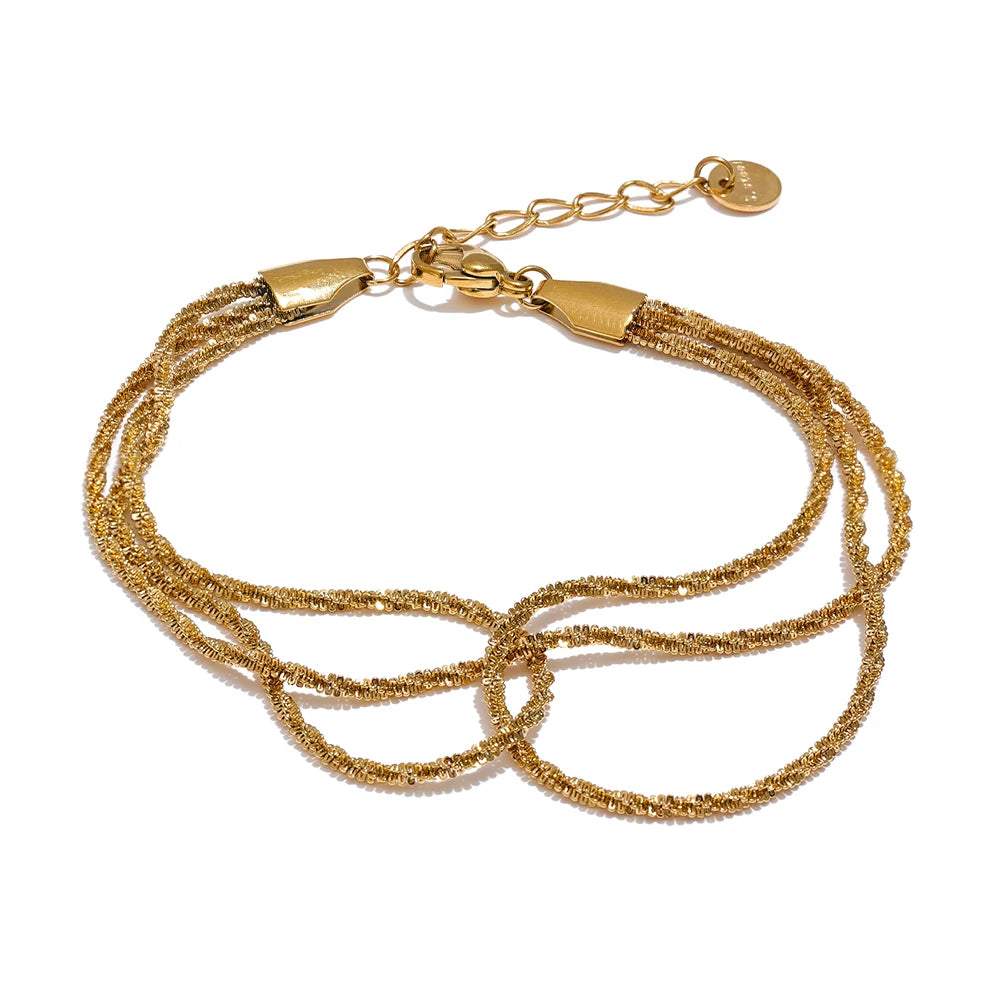 Waterproof layered chain stacking bracelet - product image