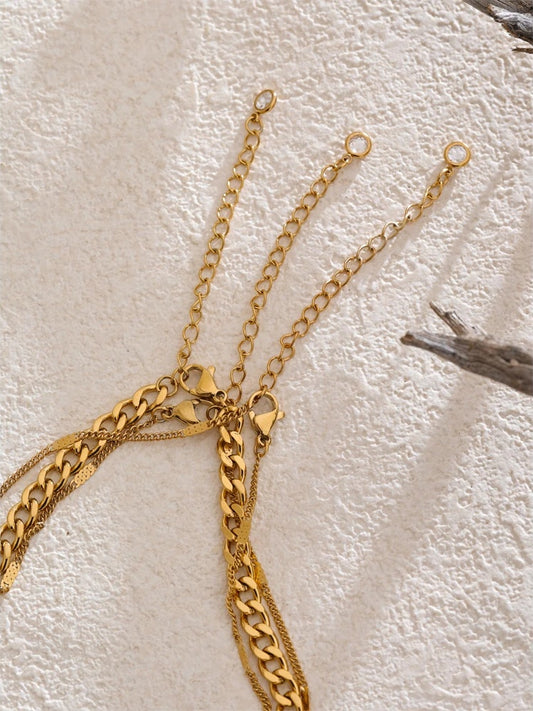 Waterproof layered cuban chain round pendant necklace - product image