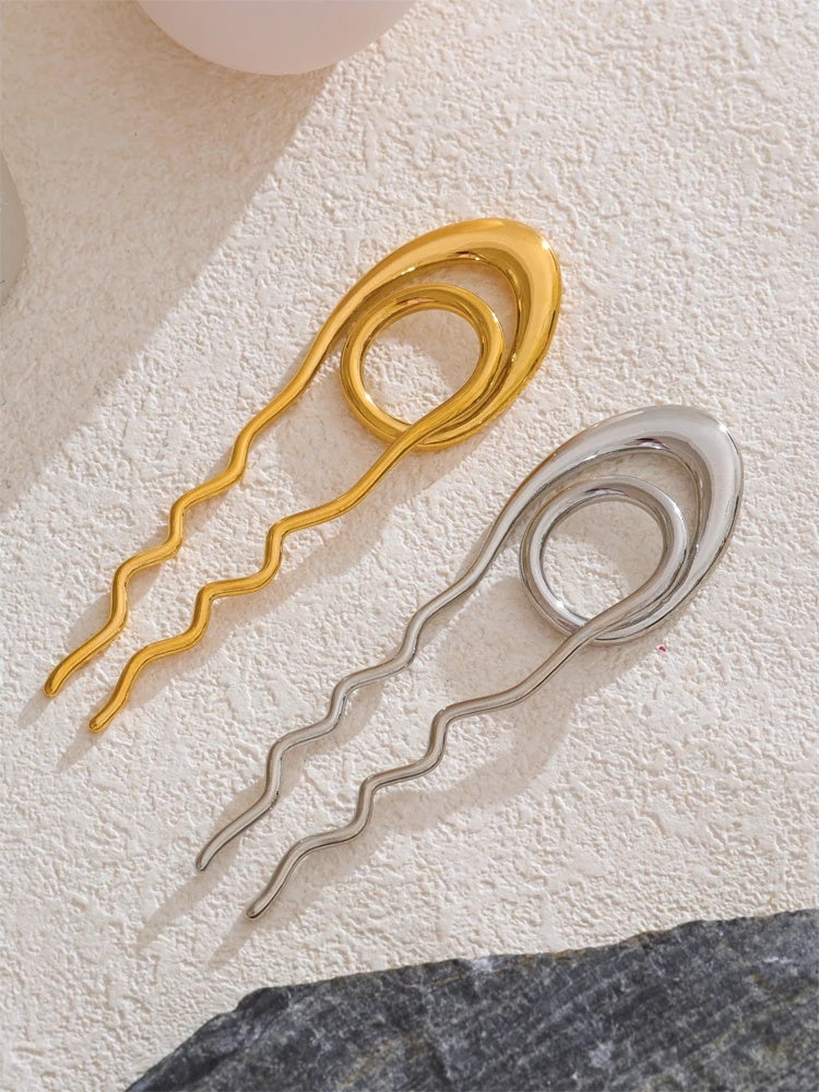 Waterproof minimalist hairpin gold silver accessories - product image