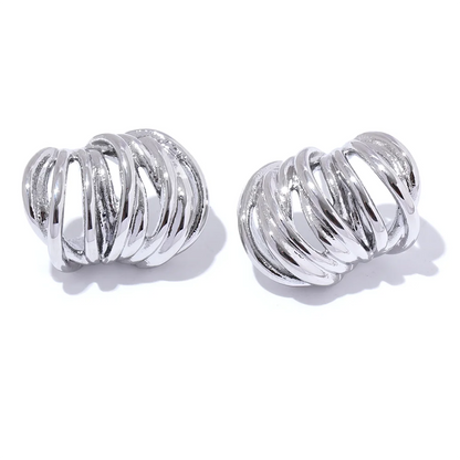 Waterproof modern push-back gold silver stud earrings - product image