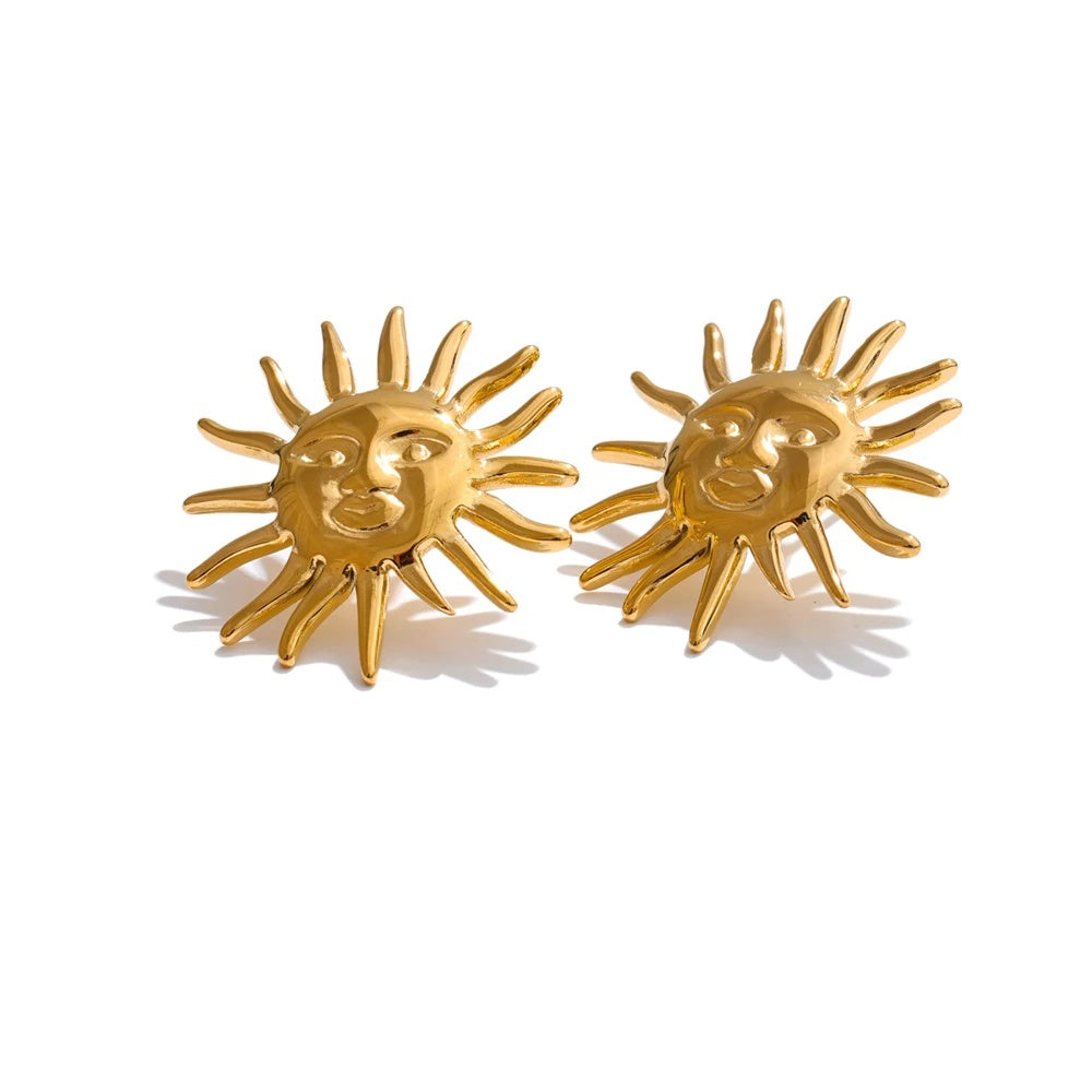 Waterproof stainless steel sun minimalist stud earrings - product image