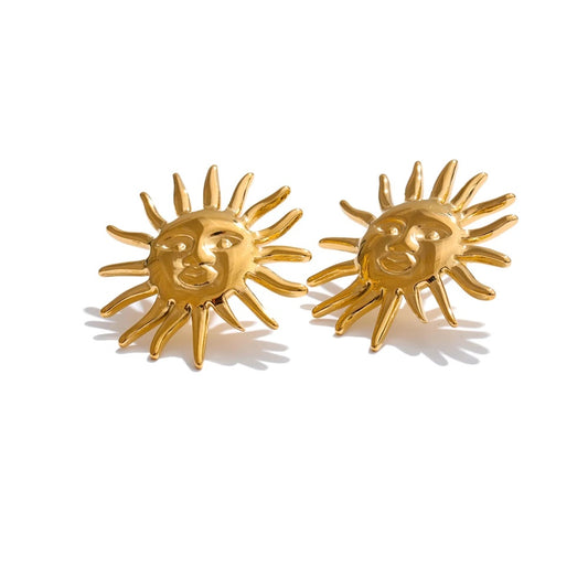 Waterproof stainless steel sun minimalist stud earrings - product image