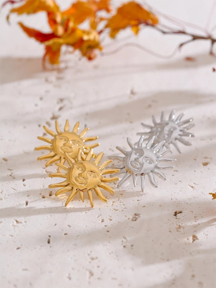 Waterproof stainless steel sun minimalist stud earrings - product image