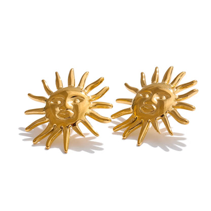 Waterproof stainless steel sun minimalist stud earrings - product image
