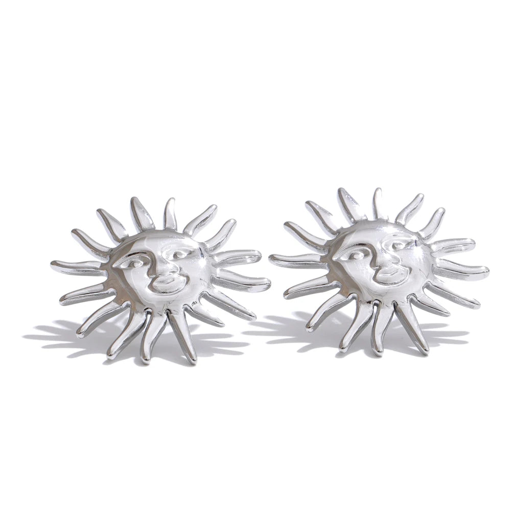 Waterproof stainless steel sun minimalist stud earrings - product image