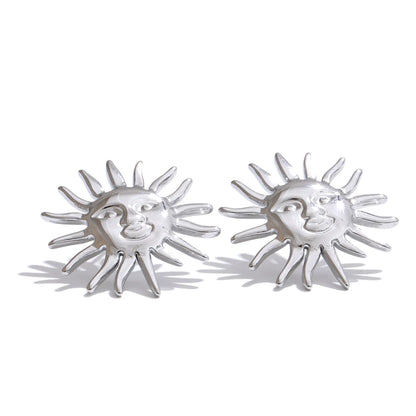 Waterproof stainless steel sun minimalist stud earrings - product image