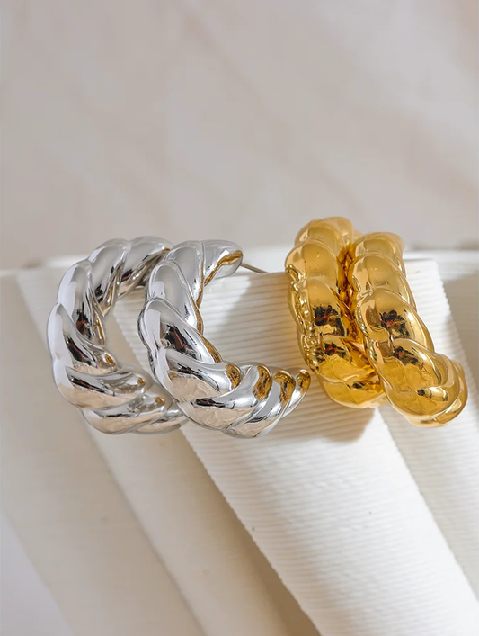 Waterproof thick c shape hollow hoop earrings - product image