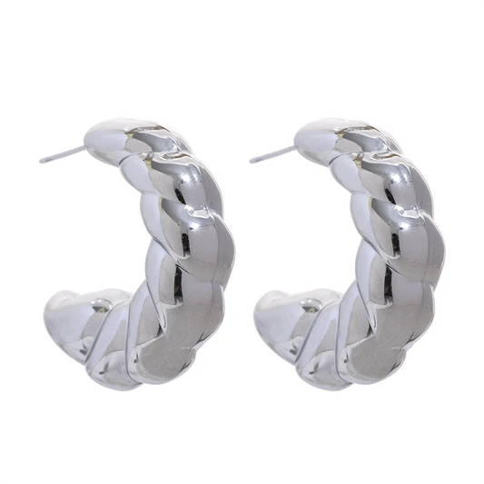 Waterproof thick c shape hollow hoop earrings - product image