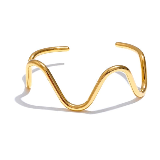 Wave twisted open cuff minimalist women bracelet - product image