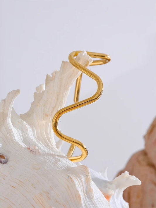Wave twisted open cuff minimalist women bracelet - product image