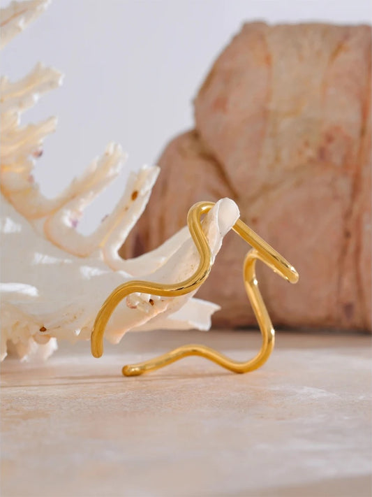 Wave twisted open cuff minimalist women bracelet - product image