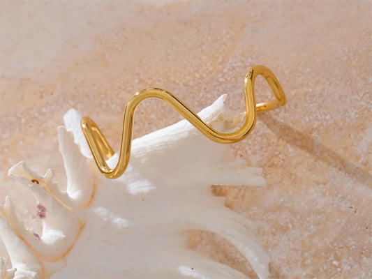 Wave twisted open cuff minimalist women bracelet - product image