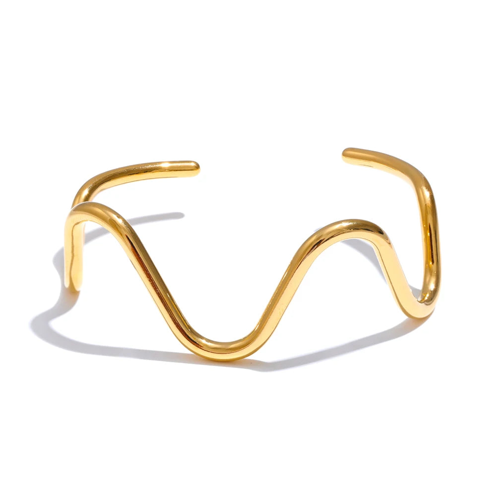 Wave twisted open cuff minimalist women bracelet - product image