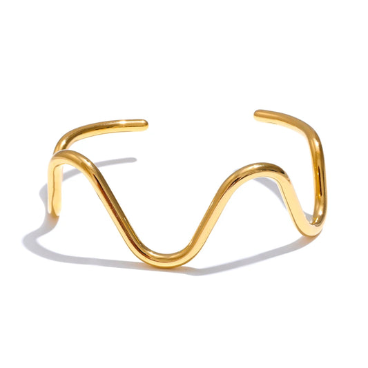 Wave twisted open cuff minimalist women bracelet - product image