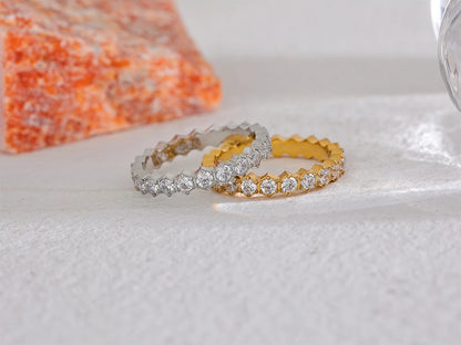 White cubic zirconia thin abstract women's ring - product image