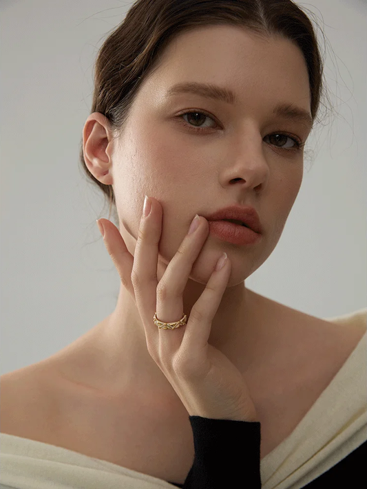 White enamel minimalist open charm ring - product image