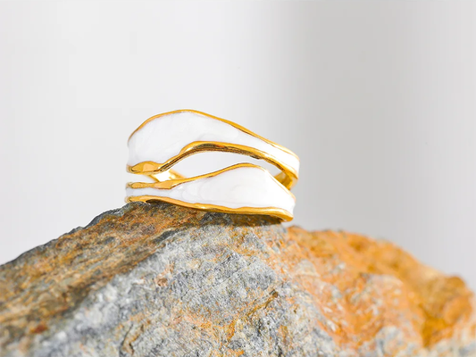 White enamel open irregular contemporary ring women - product image