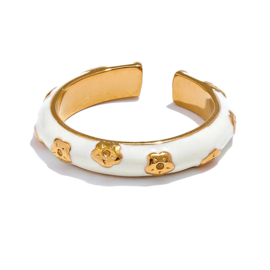 White enamel open modern fashion ring - product image