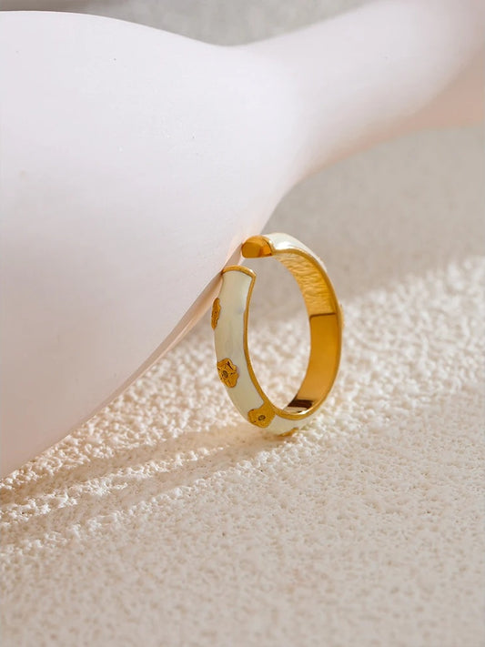 White enamel open modern fashion ring - product image