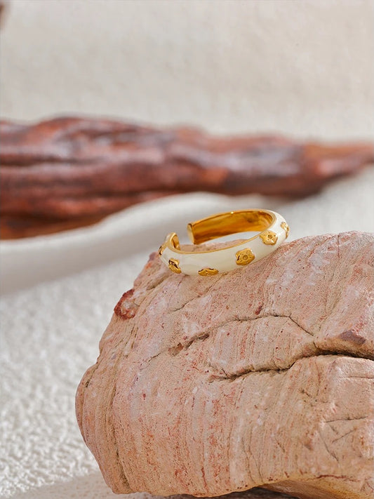White enamel open modern fashion ring - product image