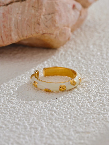 White enamel open modern fashion ring - product image