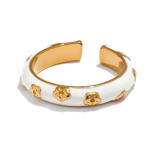 White enamel open modern fashion ring - product image