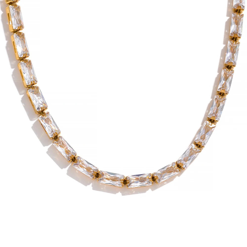 White green cubic zirconia necklace bracelet set - product image
