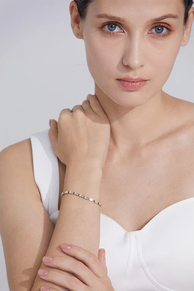 White green cubic zirconia necklace bracelet set - product image