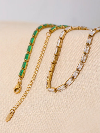 White green cubic zirconia necklace bracelet set - product image
