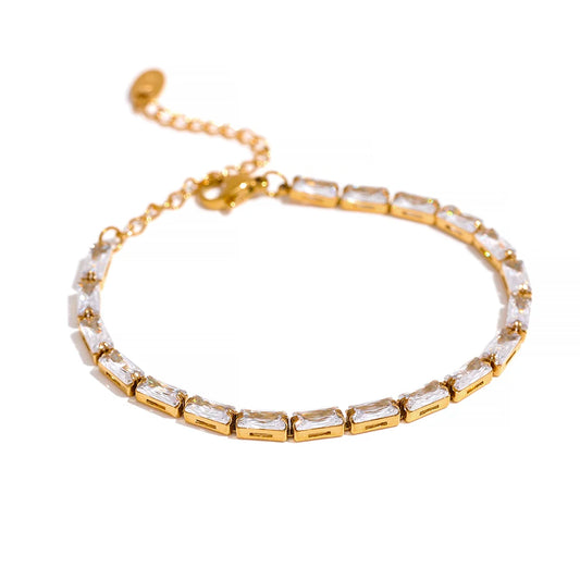 White green cubic zirconia necklace bracelet set - product image