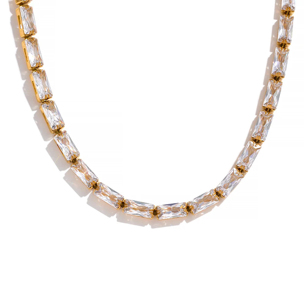 White green cubic zirconia necklace bracelet set - product image