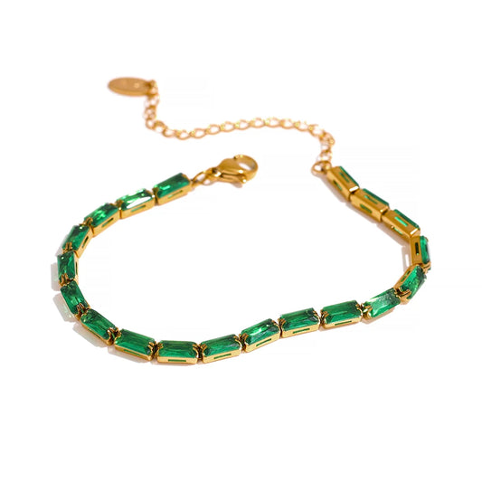 White green cubic zirconia necklace bracelet set - product image