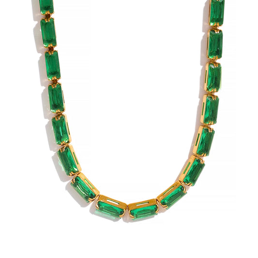 White green cubic zirconia necklace bracelet set - product image