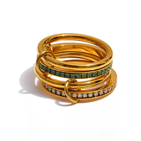 White green zirconia four layered stacked ring - product image