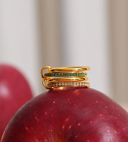 White green zirconia four layered stacked ring - product image