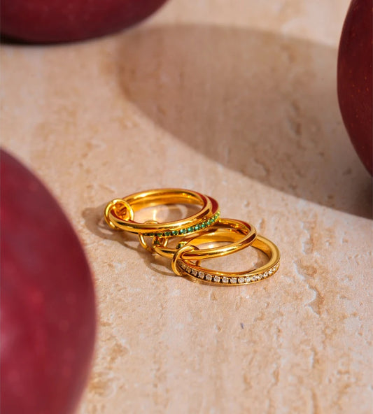 White green zirconia four layered stacked ring - product image