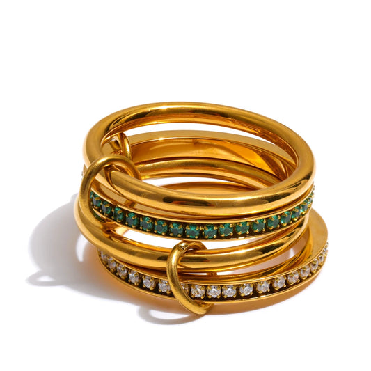 White green zirconia four layered stacked ring - product image