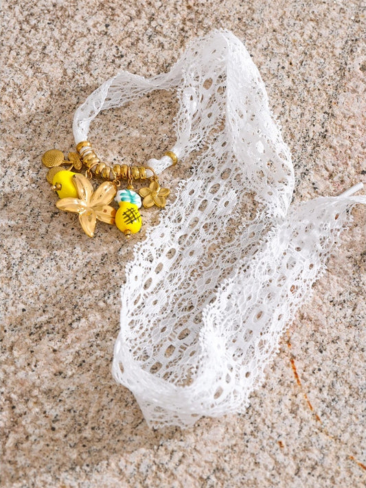 White lace fruit flower pendant charm - product image